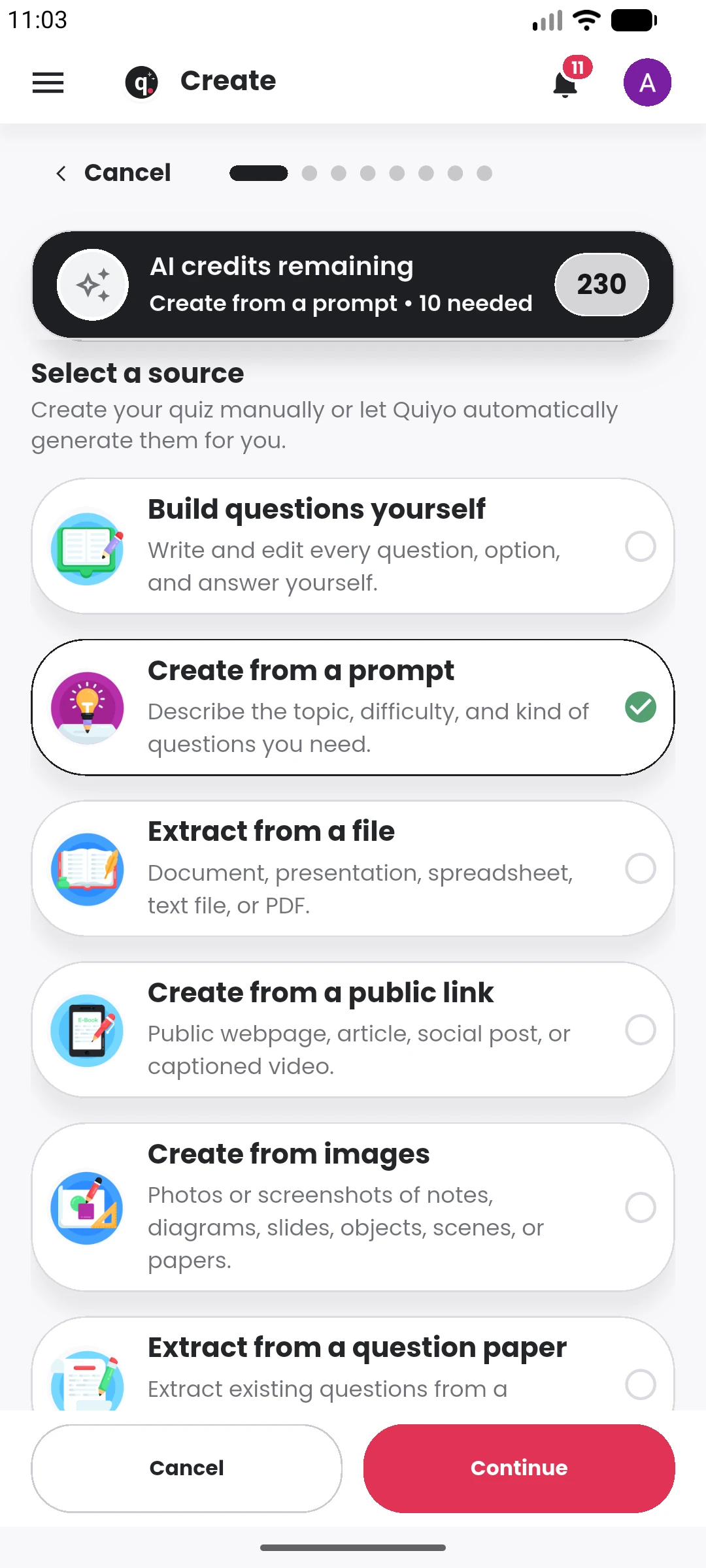 Bring existing questions in too in the Quiyo mobile app.