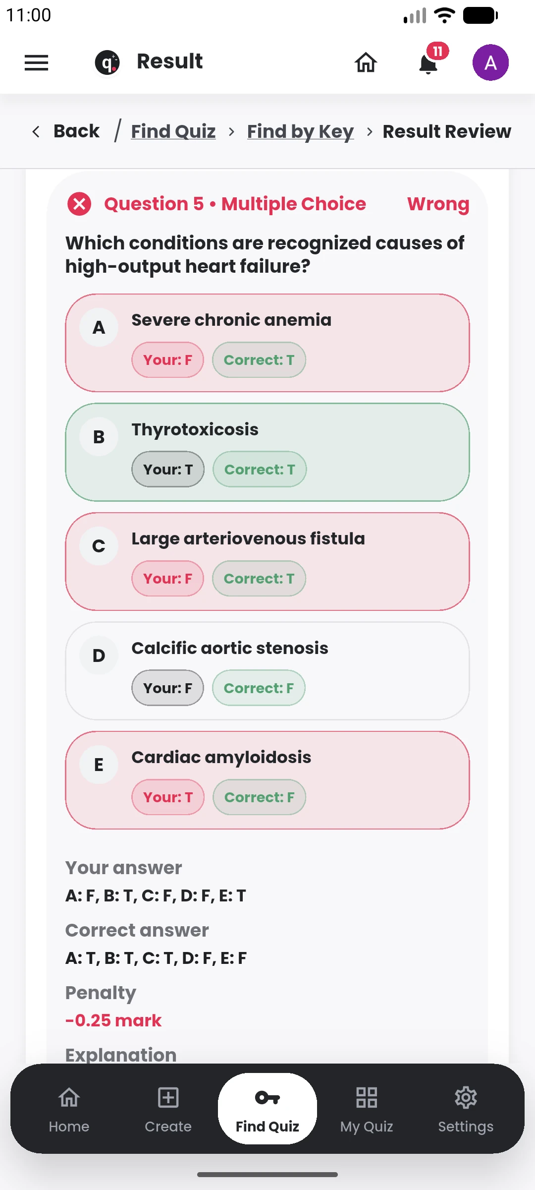 Inspect an individual result in the Quiyo mobile app.